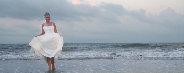 Bride of the sea: Beautiful bride enjoying the day