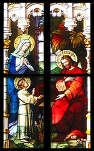 Jesus in Glass: A scene from the stained glass in Savannah Cathedral