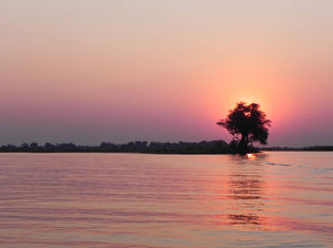 zonsondergang op de rivier