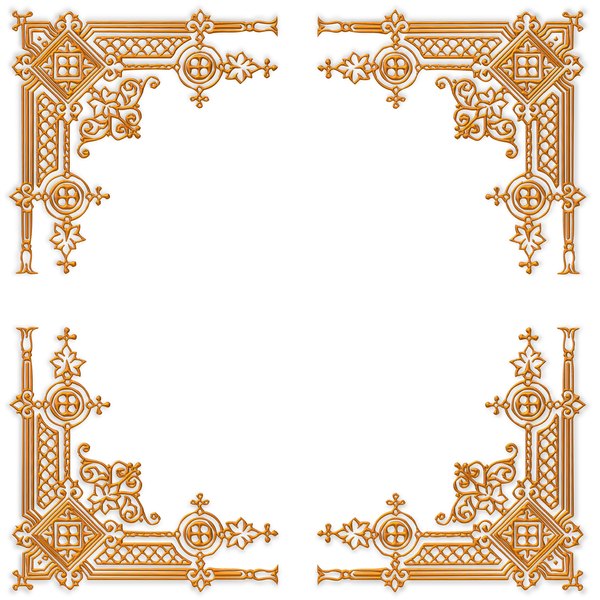 Golden Ornate Border 21: A golden ornate border or frame on a plain white background. Very elegant and old fashioned in a classic style. You may prefer this:  http://www.rgbstock.com/photo/nvi0UW8/Golden+Ornate+Border+2  or this:  http://www.rgbstock.com/photo/nL3g19U/Golden+Vine