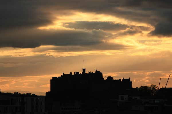 Edinburgh Castle sunset: Edinburgh Castle silhouetted against the setting sun