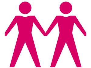Same Sex Couple - Male 1: Gay male couple in pink.