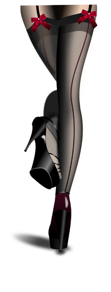 High heels: Woman with high heels and stocking standing on one leg