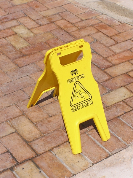 Warning: Wet Floor: A wet floor sign