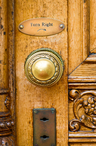 Classic door knob: classic wooden door detail