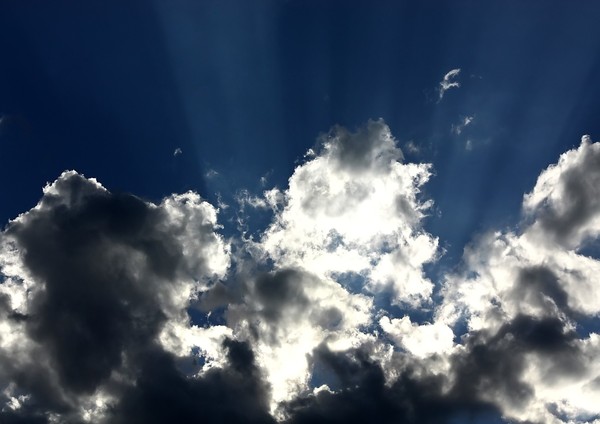 Rays of sunlight in the clouds