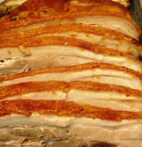 sliced fatty and salty pork