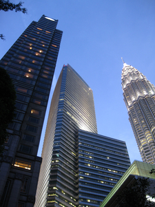 Skyscrapper: Evening walk in Kuala Lumpur. I went to KLCC to take picture of this well-known landmark and its surrounding buildings