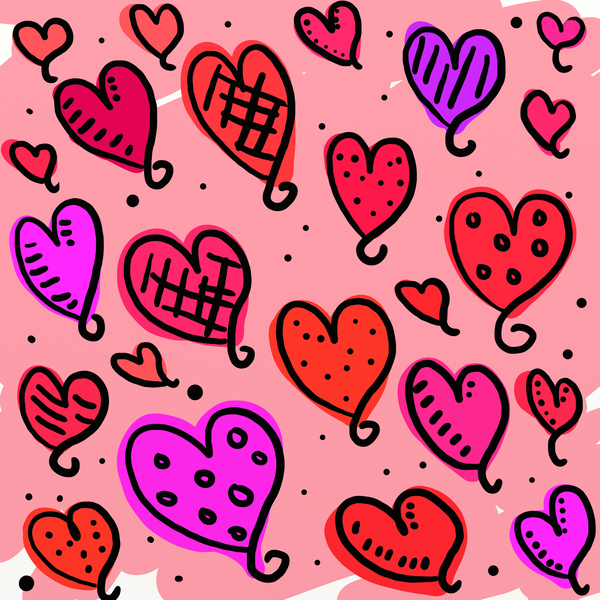 Love Hearts Wallpaper: Whimsical pink valentines day pattern.