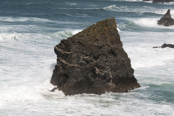 Rocks and crashing waves