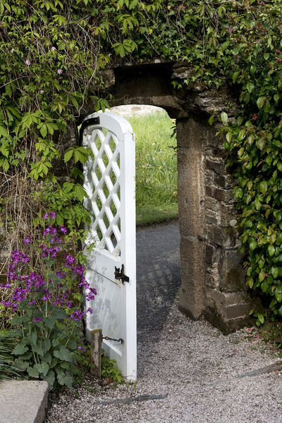 Garden gate: A gate from a walled garden in Cornwall, England.
