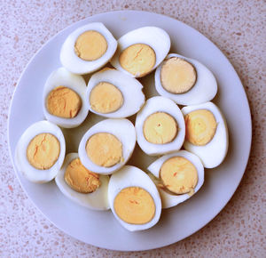 hard boiled eggs1: fresh hard boiled halved chicken eggs