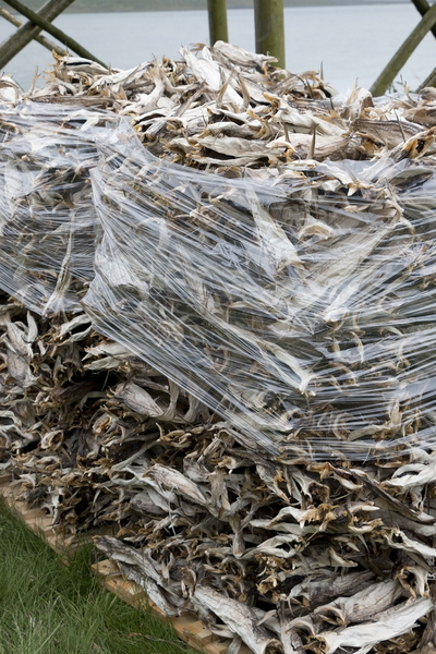 Pallets of dried fish