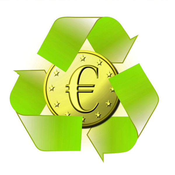 Recycling: Recycling sign with euro