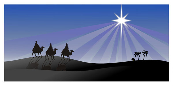 Three Kings: three kings walking to the Child of Jesus, another versions