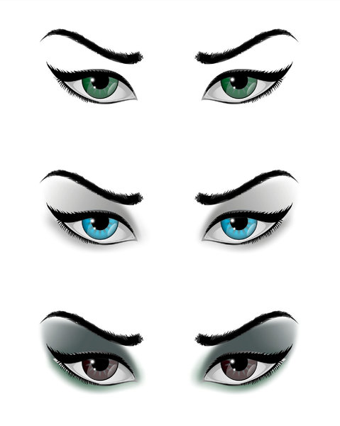 feminine eyes: feminine eyes in three vectors versions
