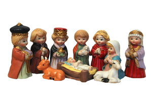 Christmas scene: All the Christmas figures together.