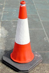 traffic cone: a traffic cone, this one was spotted in Glasgow, Scotland, UK.