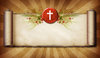 Cross Scroll: A vintage scroll with a Christian cross.For a Hi Res version of this image, visit my stockxpert gallery:http://www.stockxpert.com ..
