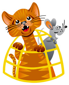 Cat & Mouse: Cartoon illustration of a Cat & Mouse.Please visit my stockxpert gallery:http://www.stockxpert.com ..