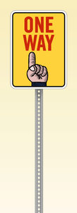 One Way Sign: A Cartoon One Way Sign.http://www.dailyaudiobibl ..Please visit my stockxpert gallery:http://www.stockxpert.com ..