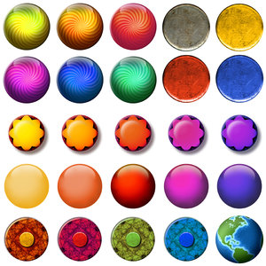Web Buttons: A set of 25 colorful web buttons. Visit me at Dreamstime: 
https://www.dreamstime.com/billyruth03_info