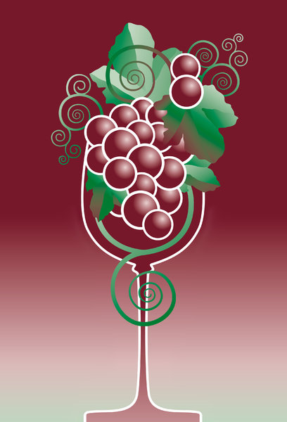 Wine: illustration of grapes in a wine glass.Please visit my gallery at:http://www.stockxpert.com ..