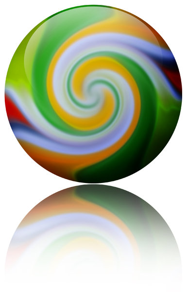 Twirl Ball: A colorful twirl ball with reflection.