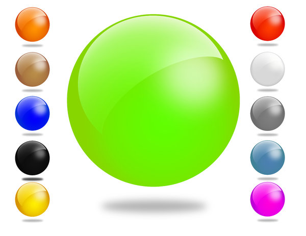 Glossy Ball Set: Set of different colored gloss ball illustrations