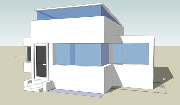 Building 3D and wireframe 2: Model of a small building