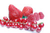 Strawberries, raspberries and: Some raspberries, strawberries together with red berries.