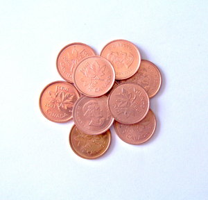 Canadian Pennies: A nice picture of some Canadian Pennies. 