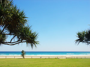 Beach: Blue sky over an Australian beach at the Gold Coast.