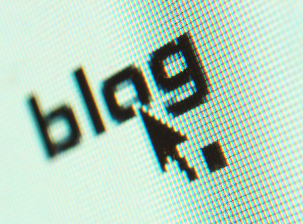 Blog text: Close-up of blog text and cursor on computer screen