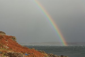 Rainbow over sea: Rainbow over Scottish sea loch