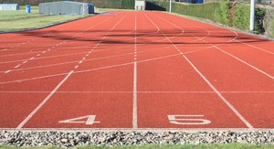 Run the race: Views of the start of an athletics track