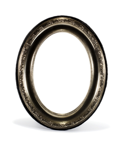 Oval Metal Frame: Oval frame with stamped metal frills