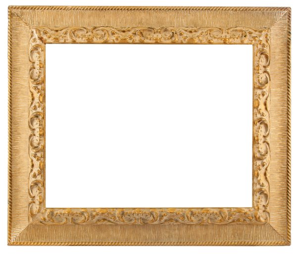 Family Portrait Frame: A wide gold frame suitable for family portraits.