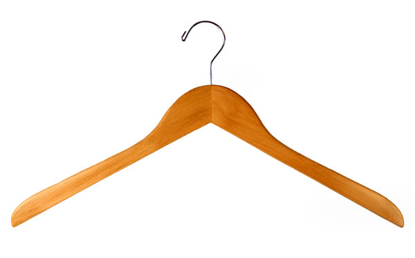 Clothes Hanger: A clothes hanger isolated on a white background.
