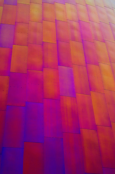 Panes of color 2: Windows on a building at the Experience Music Project in Seattle, Washington, designed by architect Frank Gehry.