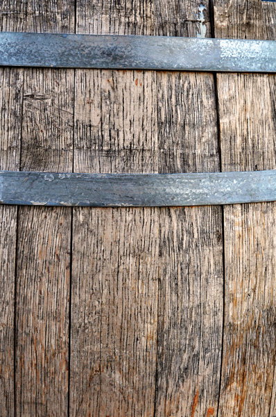 Oak Barrel: Wood texture from the side of a weathered oak barrel.