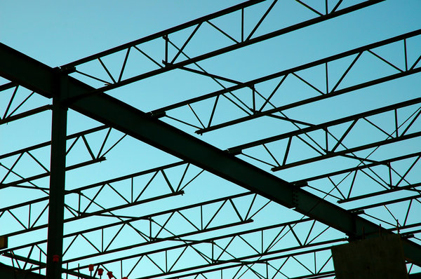 Steel Frame Construction: Outlines of Steel frame building being built