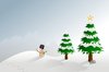 Christmas Landscape 2: Winter holiday landscape with snowman, mountains and trees