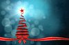 Christmas Background 2: Christmas background with Christmas Tree and ribbons - blue version