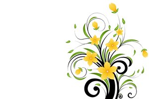 Yellow Flowers 1: Decorative motif with blueyellow and leafs