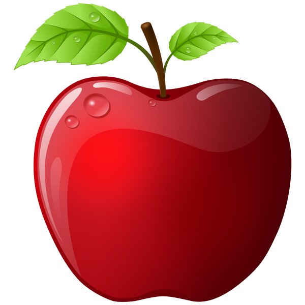 Vector Apple: Red vector apple with two leaves on the white background