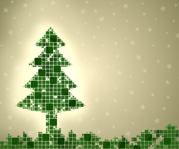 Modern Christmas Tree: Green christmast tree consists of squares