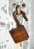 Old Rusted Padlock: A close up of a very old rusted padlock on an old door.
