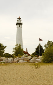 Wind Point Lighthouse: Photo of Wind Point lighthouse in Racine, WI taken from the beach.