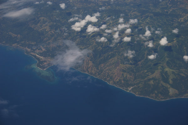 island: aerial shot of islands and waters...